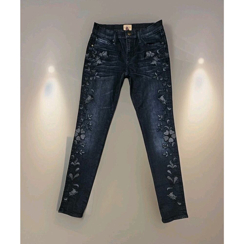 Driftwood Marilyn Boho Embroidered FLoral Dark Wash Jeans Size 26